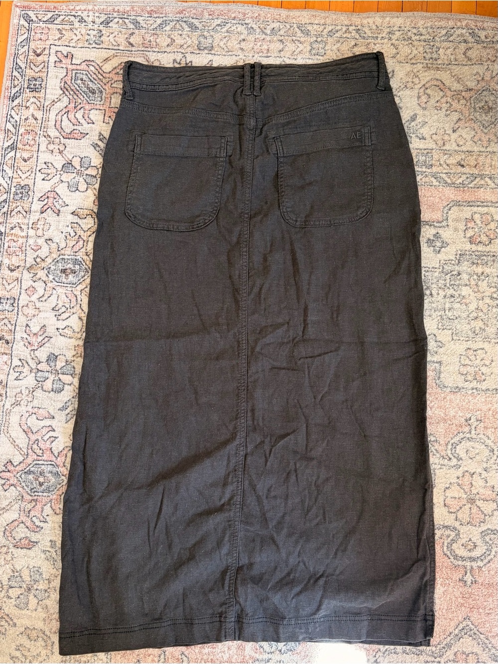 American Eagle Black Midi Denim Skirt